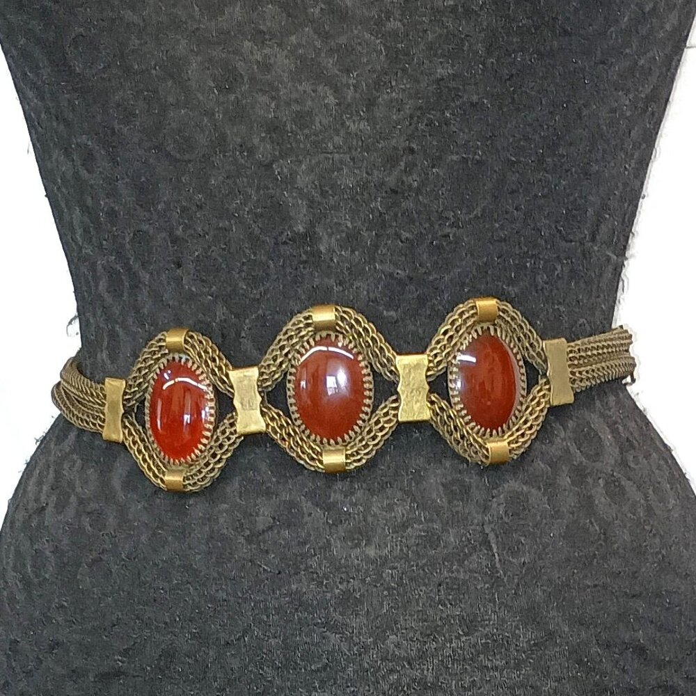 Ferrara Wire Knit Belt With Semi Precious Cabochons